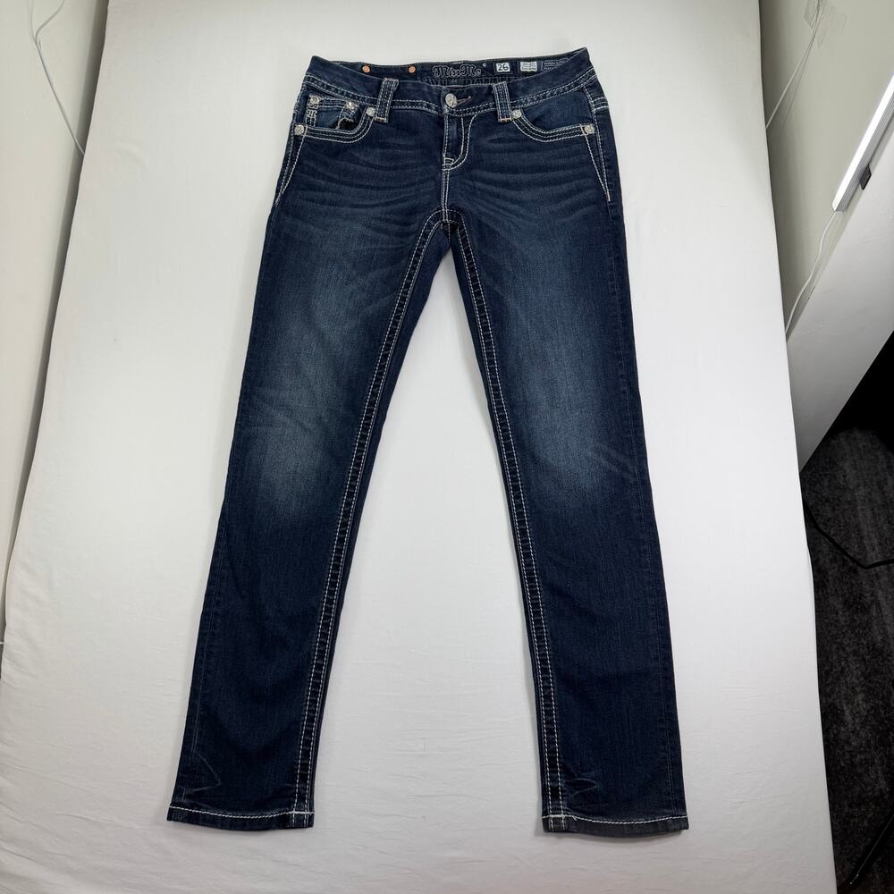 Women's Miss Me Jeans Mid Rise Easy Skinny Embellished Pockets Size 29 JE8461ESR - Picture 2 of 8
